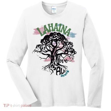 Retro Lahaina Strong Love Maui Support Hawaii Trees Women's Long Sleeve Shirt
