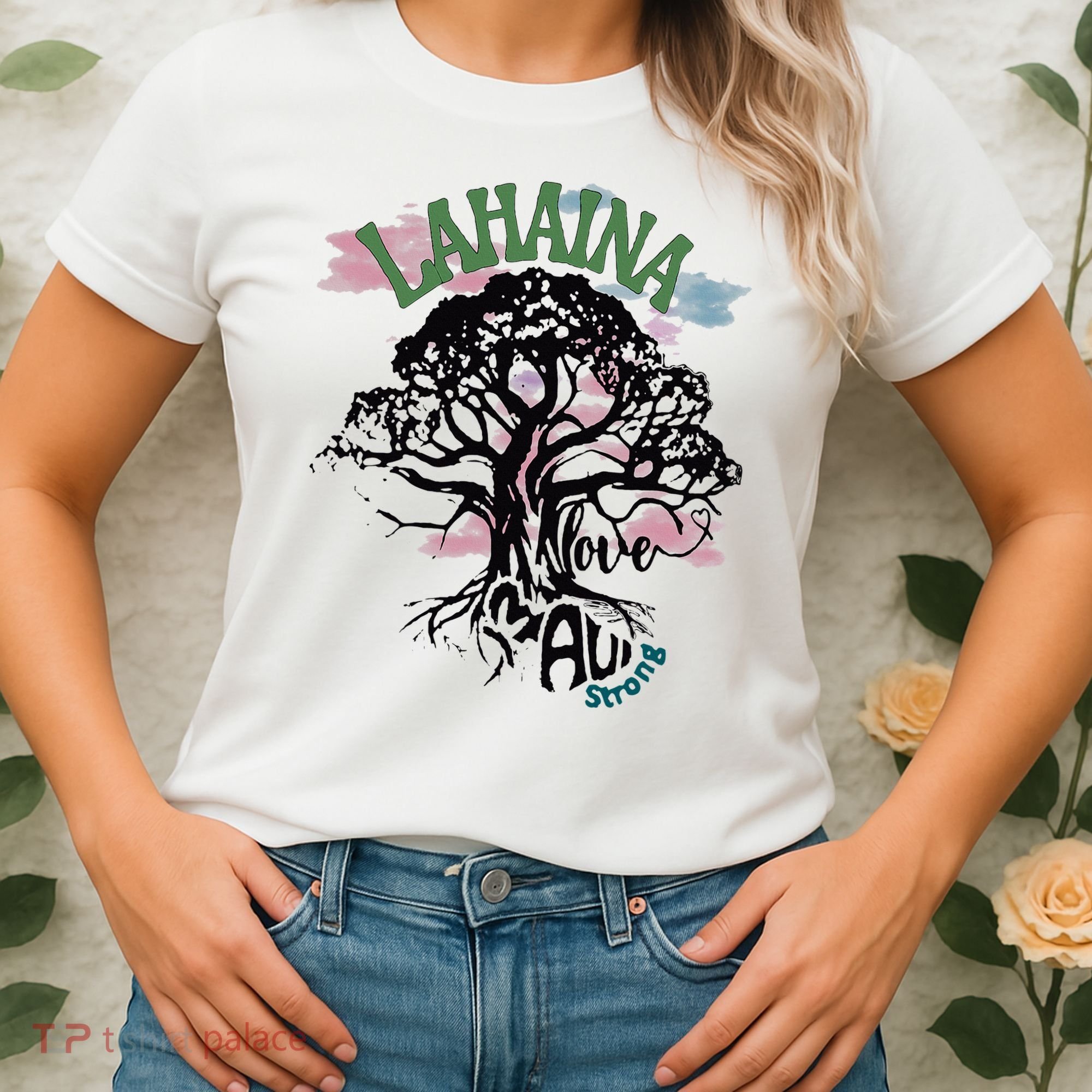 Retro Lahaina Strong Love Maui Support Hawaii Trees Women's T-Shirt