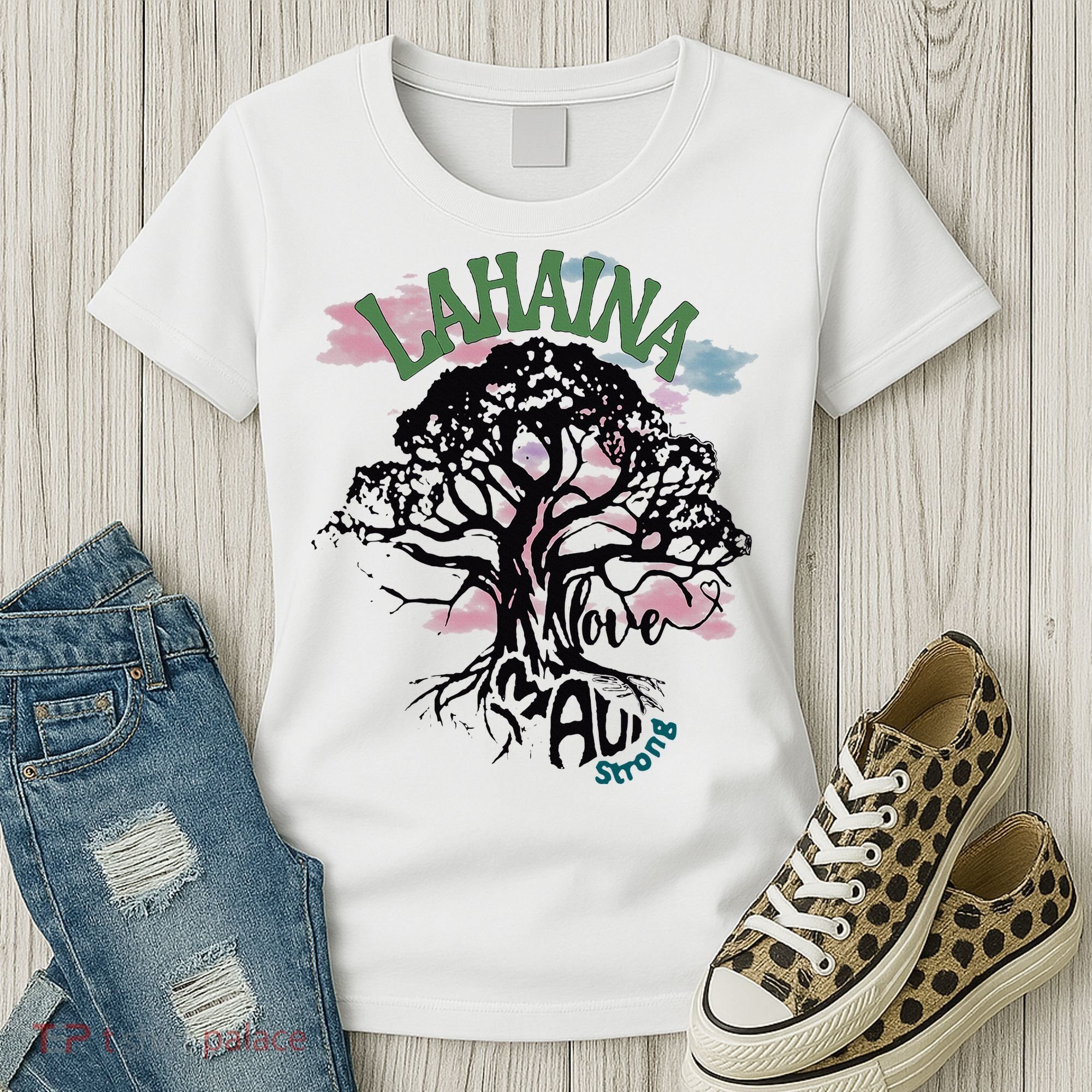 Retro Lahaina Strong Love Maui Support Hawaii Trees Women's T-Shirt