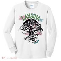Retro Lahaina Strong Love Maui Support Hawaii Trees Kids Long Sleeve Shirt thumb 0