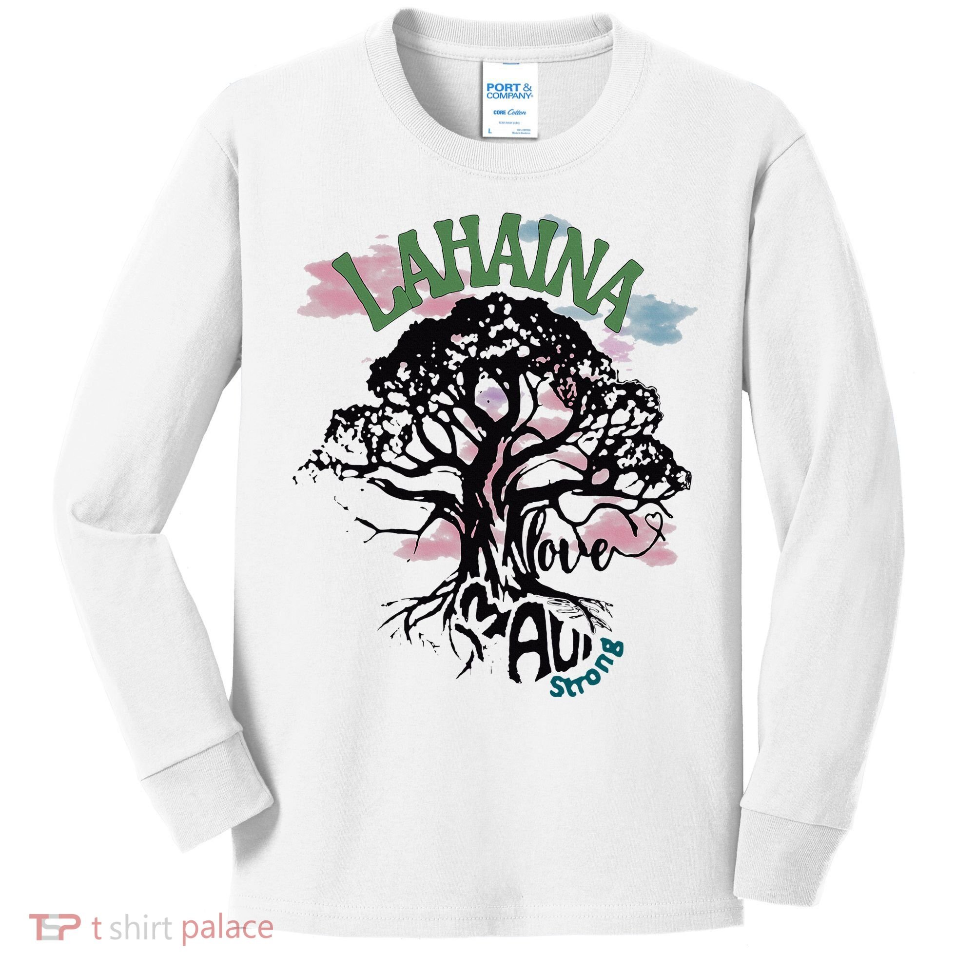 Retro Lahaina Strong Love Maui Support Hawaii Trees Kids Long Sleeve Shirt