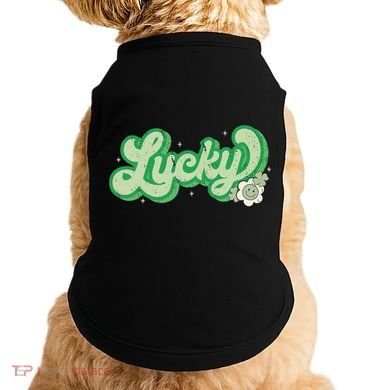 Retro Lucky St Patricks Day Irish Clover Doggie Tank