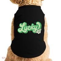 Retro Lucky St Patricks Day Irish Clover Doggie Tank thumb 0