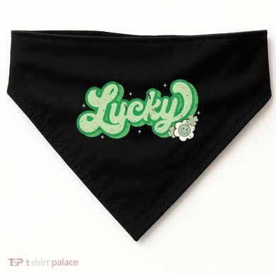 Retro Lucky St Patricks Day Irish Clover USA-Made Doggie Bandana