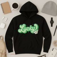 Retro Lucky St Patricks Day Irish Clover Hoodie thumb 3