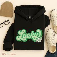 Retro Lucky St Patricks Day Irish Clover Hoodie thumb 4