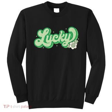 Retro Lucky St Patricks Day Irish Clover Sweatshirt