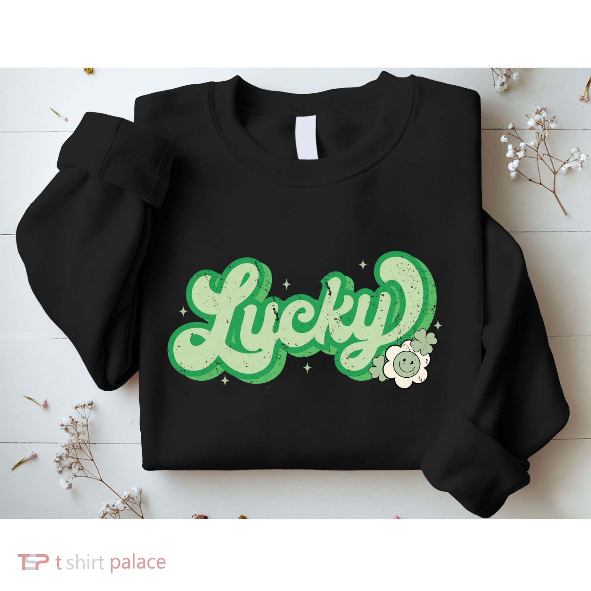 Retro Lucky St Patricks Day Irish Clover Sweatshirt