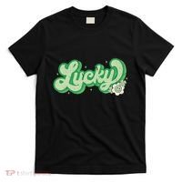 Retro Lucky St Patricks Day Irish Clover T-Shirt thumb 0
