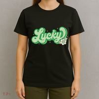 Retro Lucky St Patricks Day Irish Clover T-Shirt thumb 4