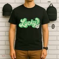 Retro Lucky St Patricks Day Irish Clover T-Shirt thumb 6