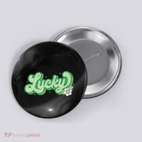 Retro Lucky St Patricks Day Irish Clover Button thumb 0