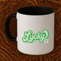 Retro Lucky St Patricks Day Irish Clover Coffee Mug thumb 2