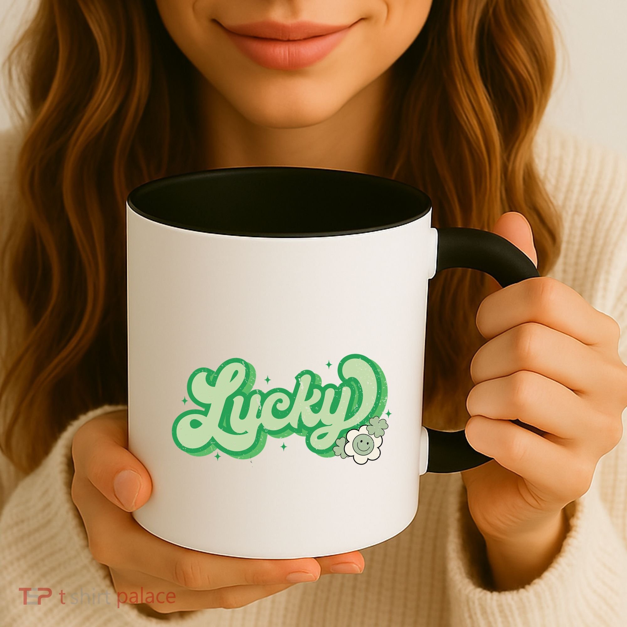 Retro Lucky St Patricks Day Irish Clover Coffee Mug