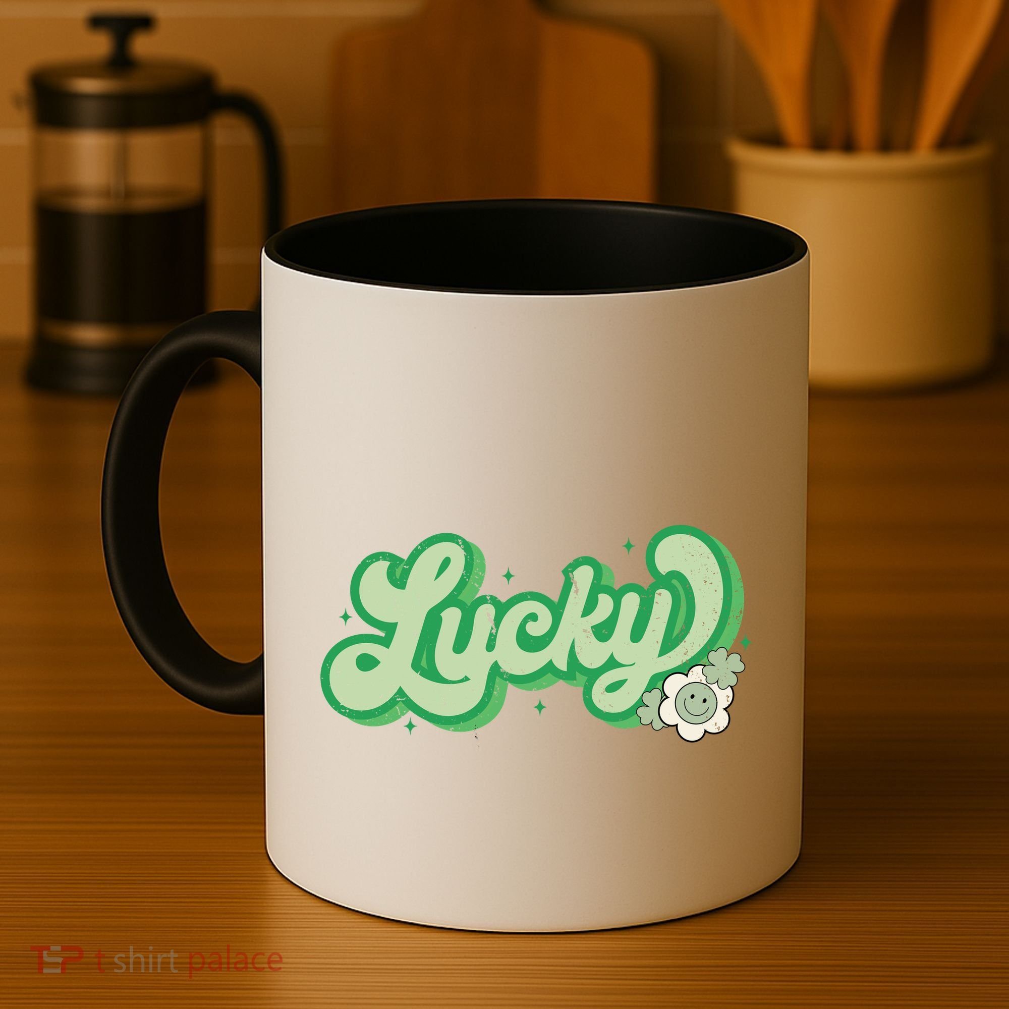 Retro Lucky St Patricks Day Irish Clover Coffee Mug
