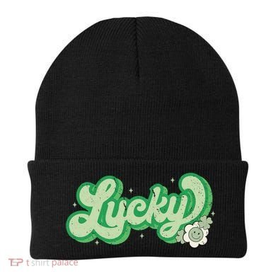 Retro Lucky St Patricks Day Irish Clover Beanie