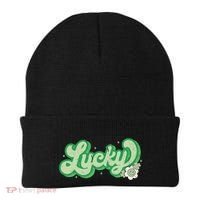 Retro Lucky St Patricks Day Irish Clover Beanie thumb 0