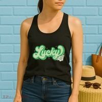 Retro Lucky St Patricks Day Irish Clover Women's Tank Top thumb 2