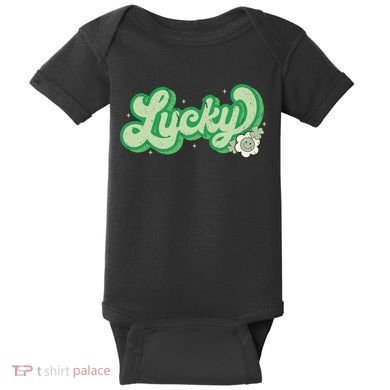 Retro Lucky St Patricks Day Irish Clover Baby Bodysuit