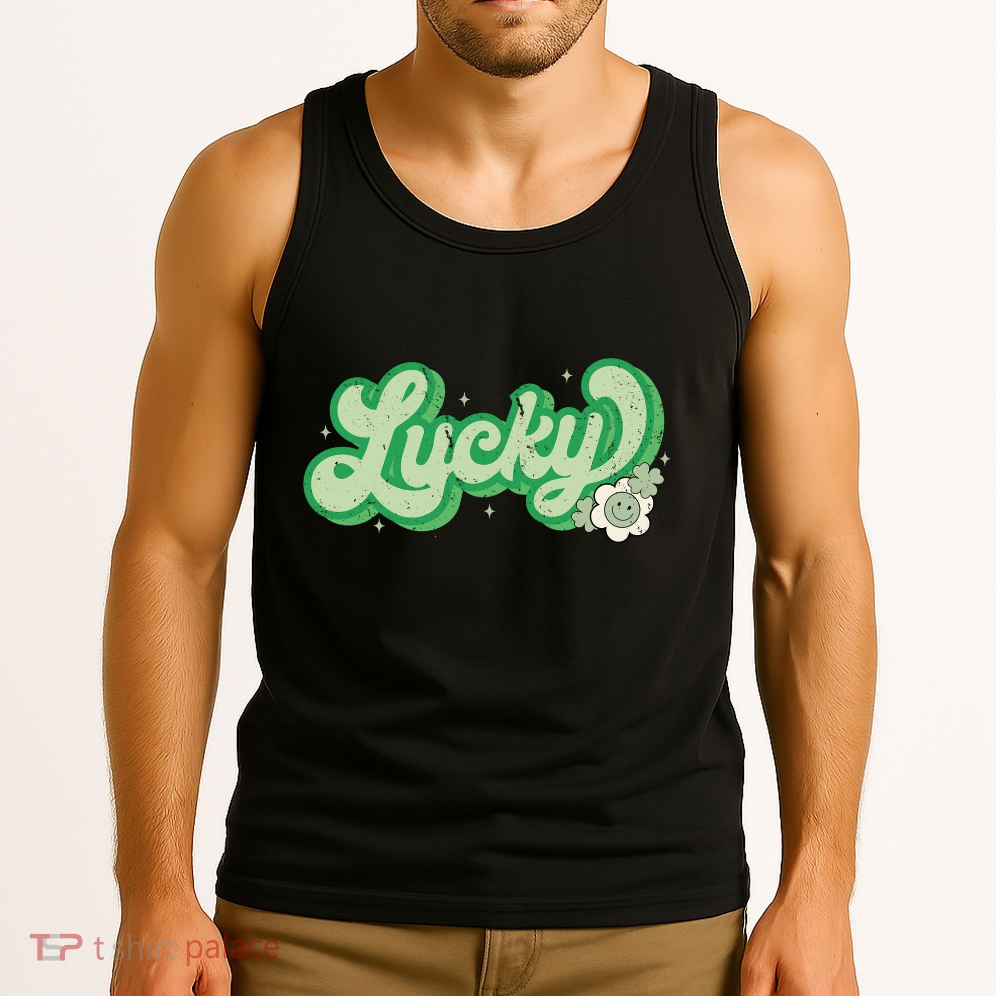 Retro Lucky St Patricks Day Irish Clover Tank Top