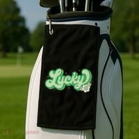 Retro Lucky St Patricks Day Irish Clover Golf Towel thumb 2