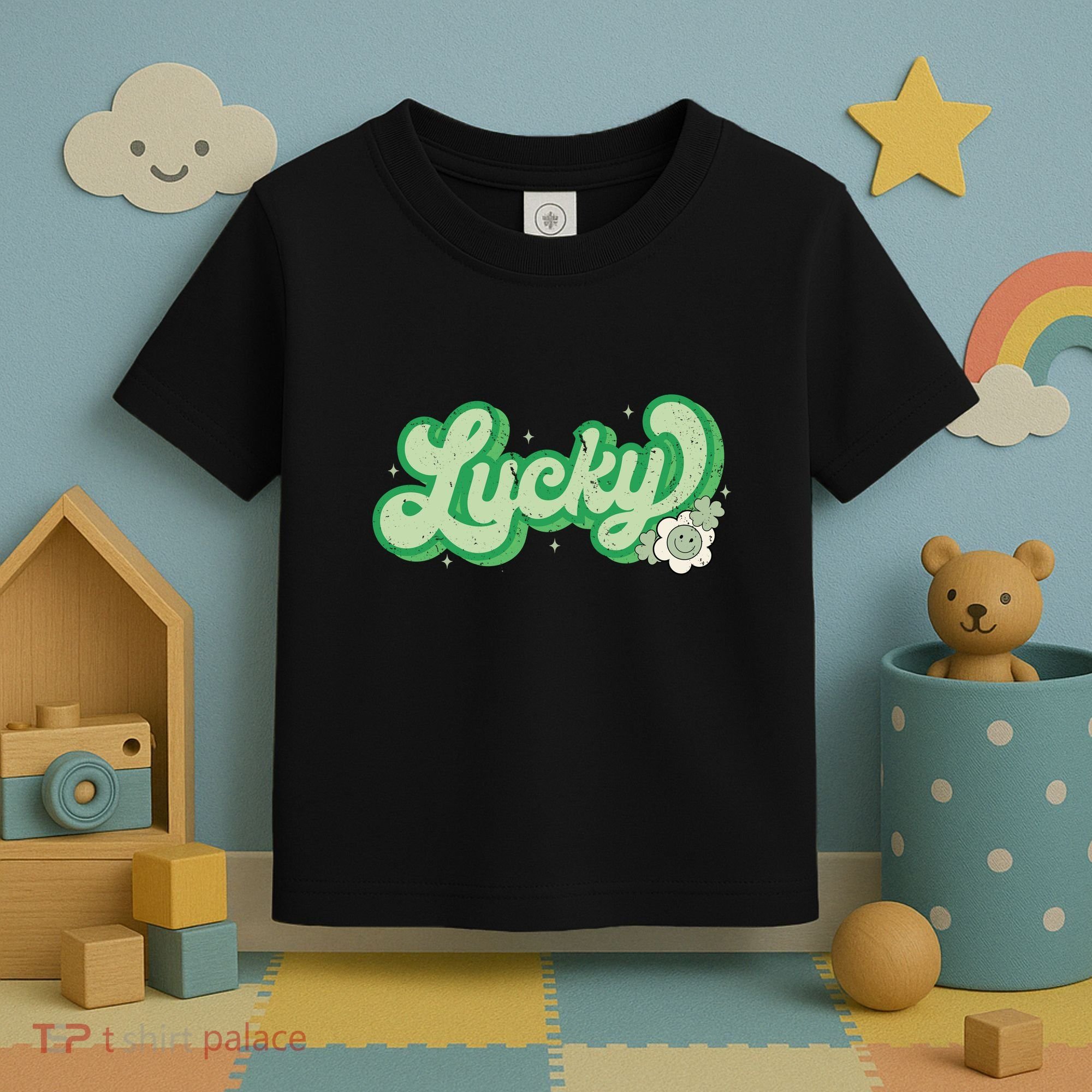 Retro Lucky St Patricks Day Irish Clover Toddler T-Shirt