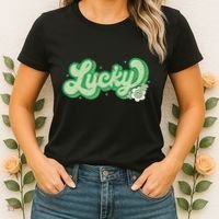 Retro Lucky St Patricks Day Irish Clover Women's T-Shirt thumb 2