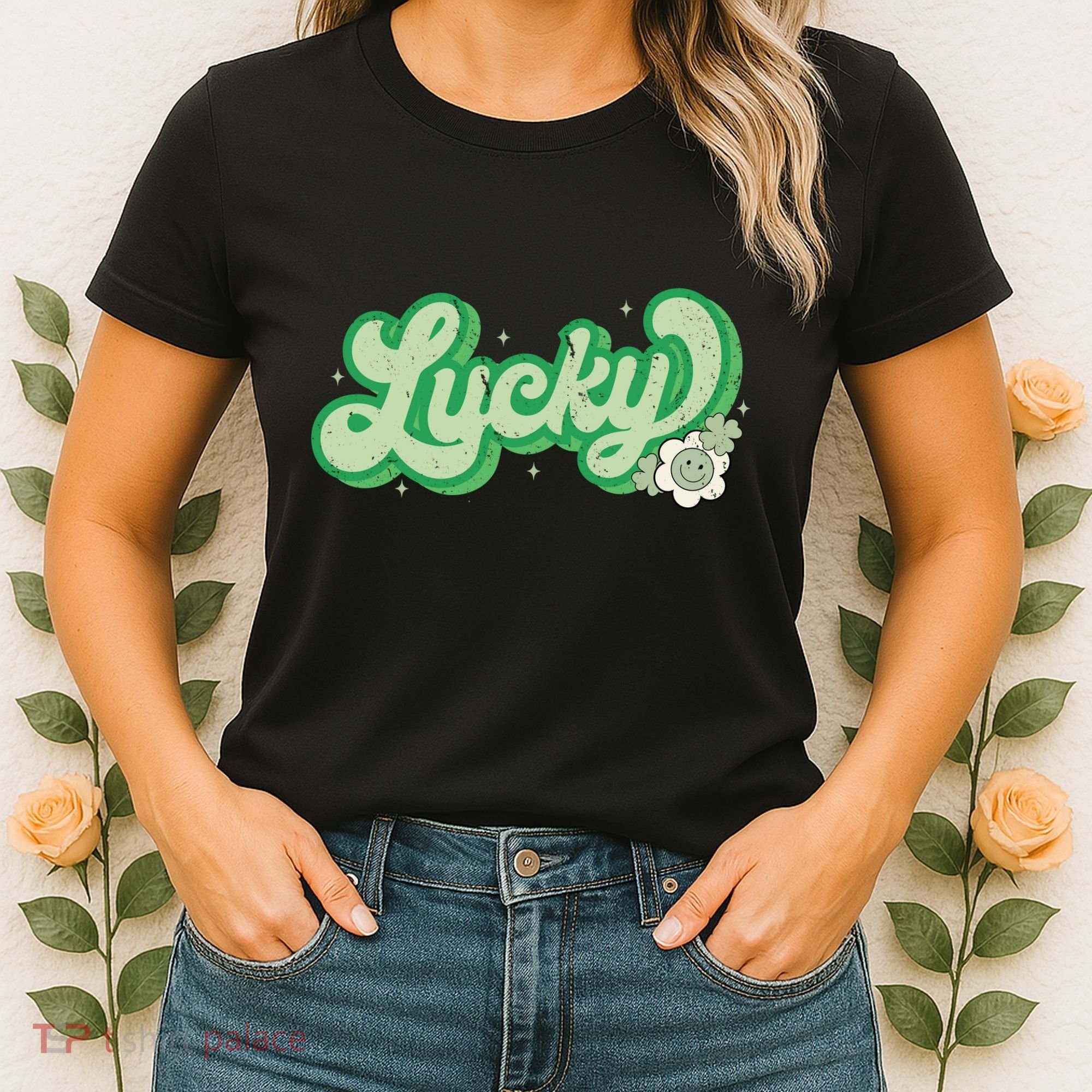 Retro Lucky St Patricks Day Irish Clover Women's T-Shirt