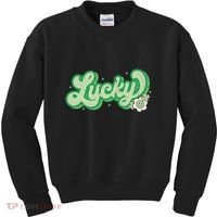 Retro Lucky St Patricks Day Irish Clover Kids Sweatshirt thumb 0