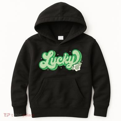 Retro Lucky St Patricks Day Irish Clover Kids Hoodie