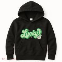 Retro Lucky St Patricks Day Irish Clover Kids Hoodie thumb 0