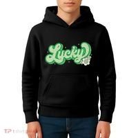Retro Lucky St Patricks Day Irish Clover Kids Hoodie thumb 4