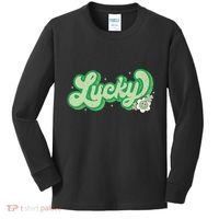 Retro Lucky St Patricks Day Irish Clover Kids Long Sleeve Shirt thumb 0
