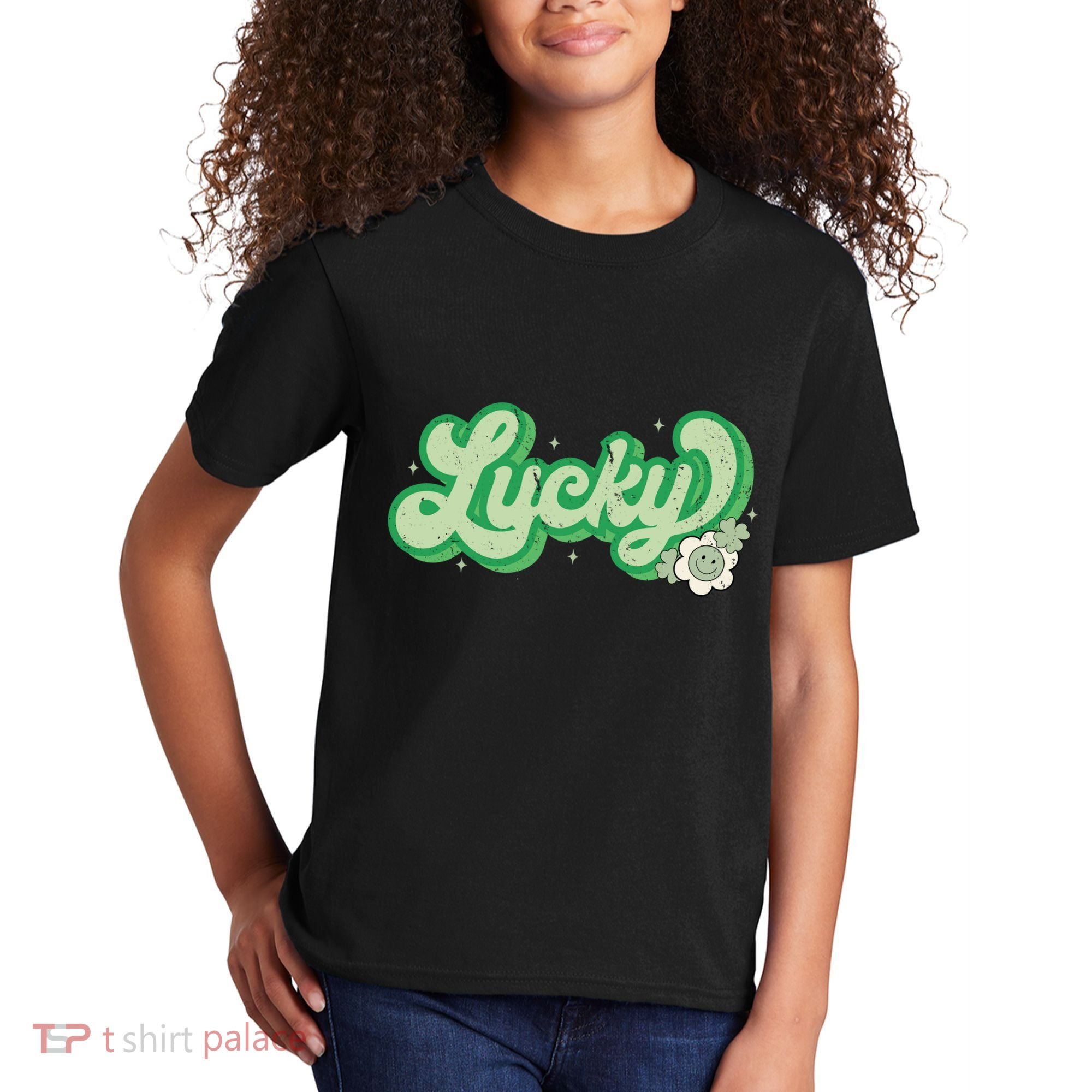 Retro Lucky St Patricks Day Irish Clover Kids T-Shirt