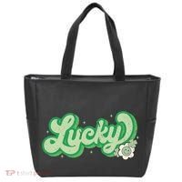 Retro Lucky St Patricks Day Irish Clover Tote Bag thumb 0