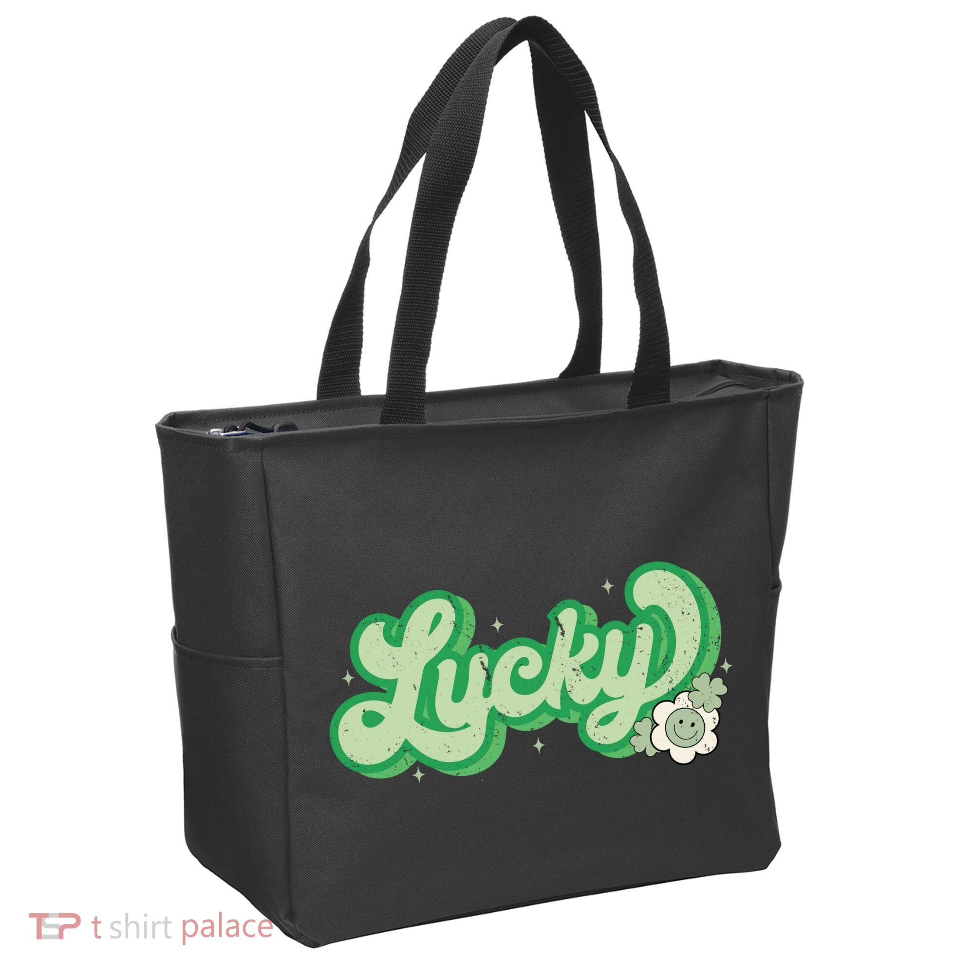 Retro Lucky St Patricks Day Irish Clover Tote Bag