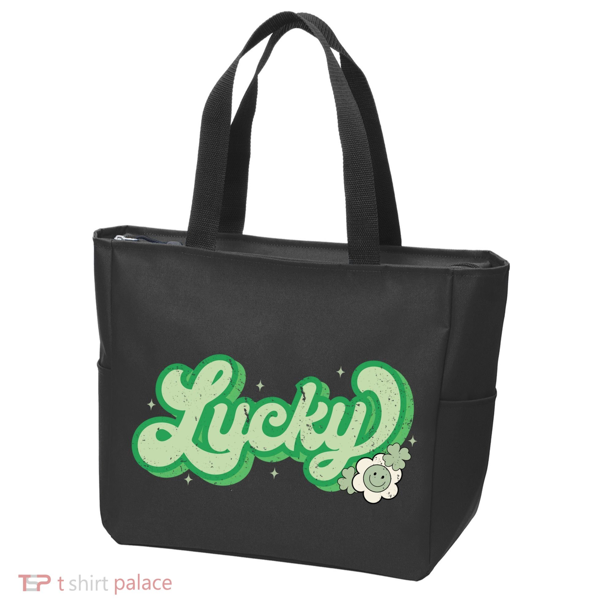 Retro Lucky St Patricks Day Irish Clover Tote Bag