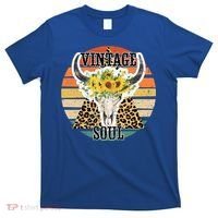 Retro Leopard Sunflower Bull Skull Vintage Soul Western Girl Gift T-Shirt thumb 0