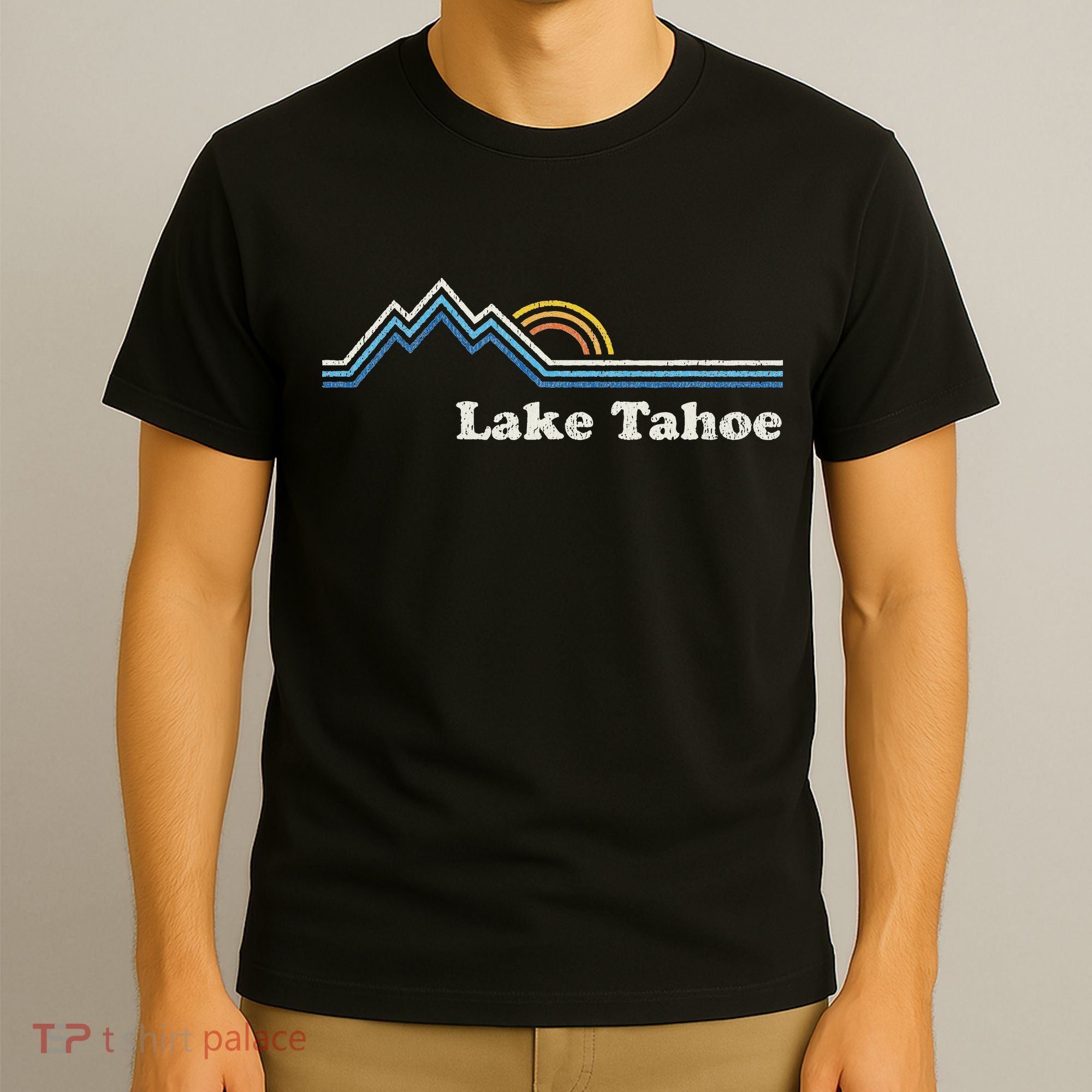 Retro Lake Tahoe California Vintage Sunrise Mountain T-Shirt