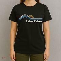 Retro Lake Tahoe California Vintage Sunrise Mountain T-Shirt thumb 4