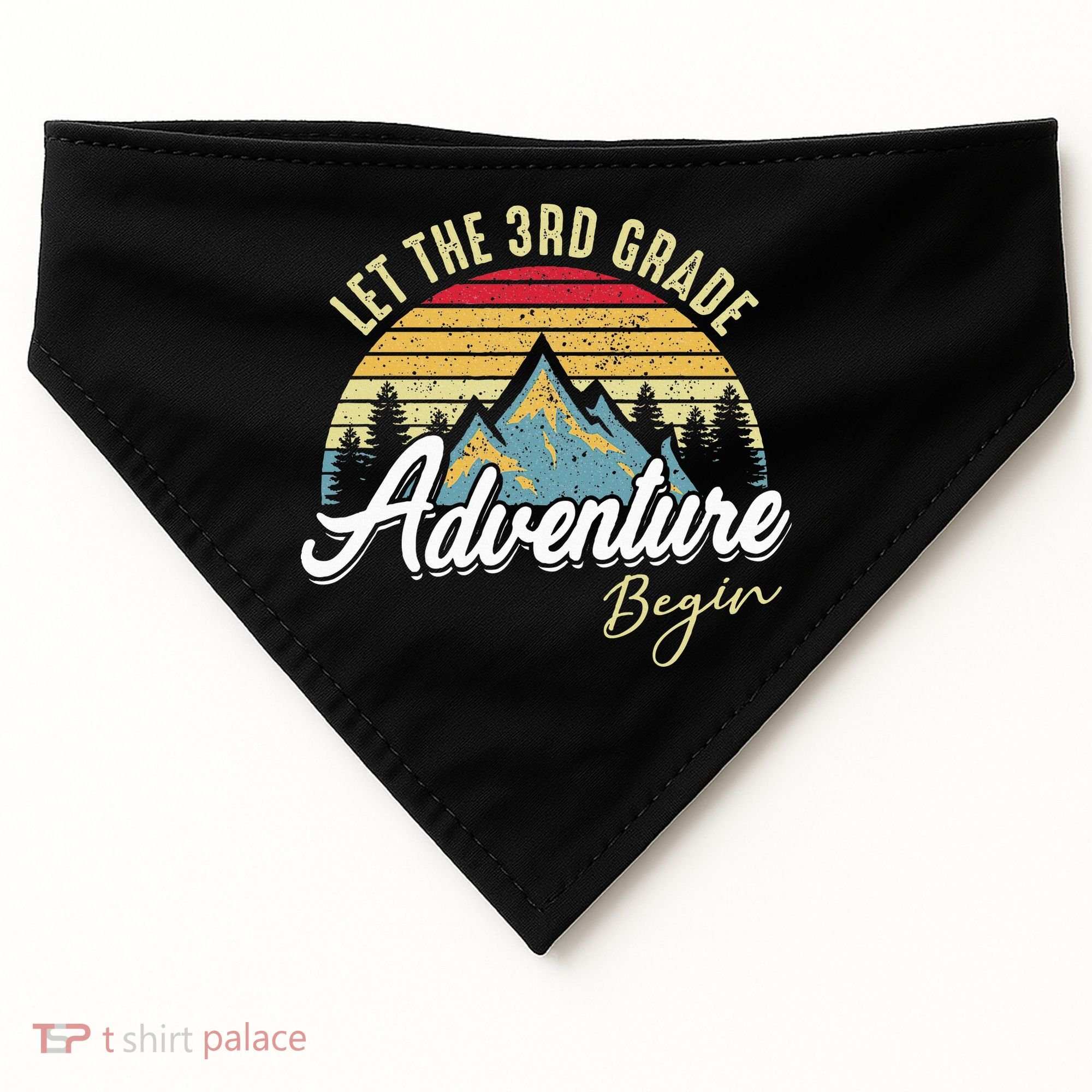 Retro Let the 3rd Grade Adventure Begin Fourth Grade Teacher USA-Made Doggie Bandana