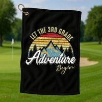 Retro Let the 3rd Grade Adventure Begin Fourth Grade Teacher Golf Towel thumb 1
