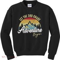 Retro Let the 3rd Grade Adventure Begin Fourth Grade Teacher Kids Sweatshirt thumb 0