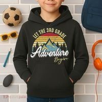 Retro Let the 3rd Grade Adventure Begin Fourth Grade Teacher Kids Hoodie thumb 2