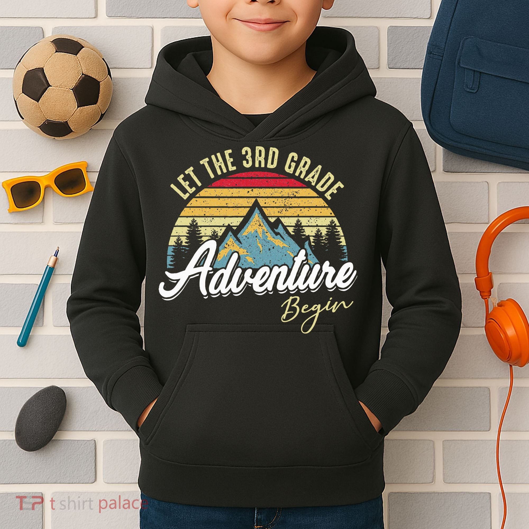 Retro Let the 3rd Grade Adventure Begin Fourth Grade Teacher Kids Hoodie