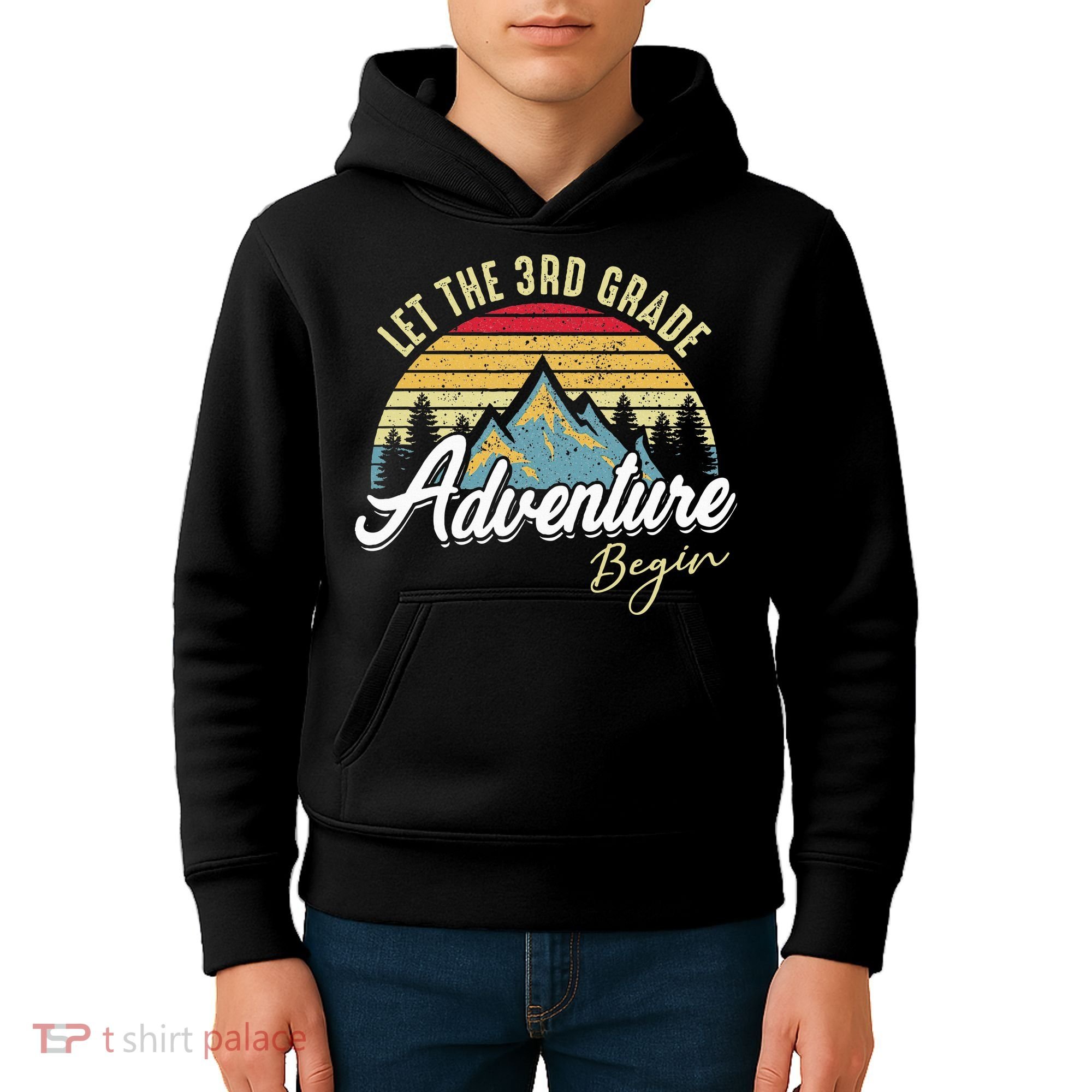 Retro Let the 3rd Grade Adventure Begin Fourth Grade Teacher Kids Hoodie