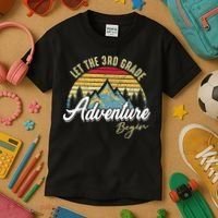 Retro Let the 3rd Grade Adventure Begin Fourth Grade Teacher Kids T-Shirt thumb 3