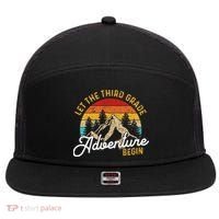 Retro Let the Third Grade Adventure Begin Teachers Students 7 Panel Mesh Trucker Snapback Hat thumb 0