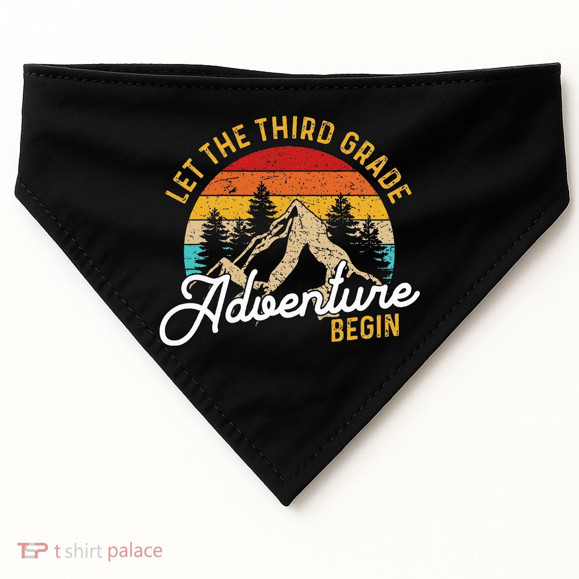 Retro Let the Third Grade Adventure Begin Teachers Students USA-Made Doggie Bandana
