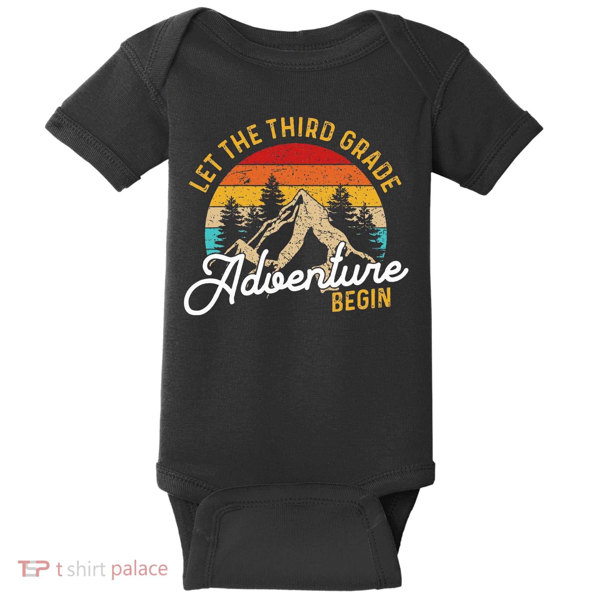 Retro Let the Third Grade Adventure Begin Teachers Students Baby Bodysuit